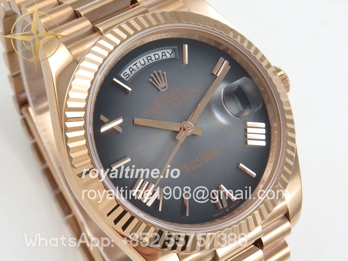 Rolex Day Date 40 RG 228235 QF Gray Roman Dial on President Bracelet A2836 V6 (200g) - Image 4