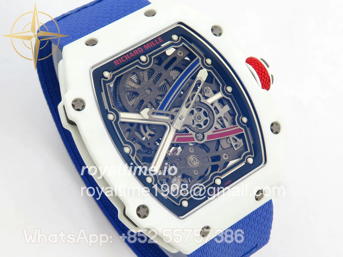 Richard Mille AVF RM67-02 France White NTPT Spain Skeleton Dial on Blue Elastic strap CRMA7 - Image 4