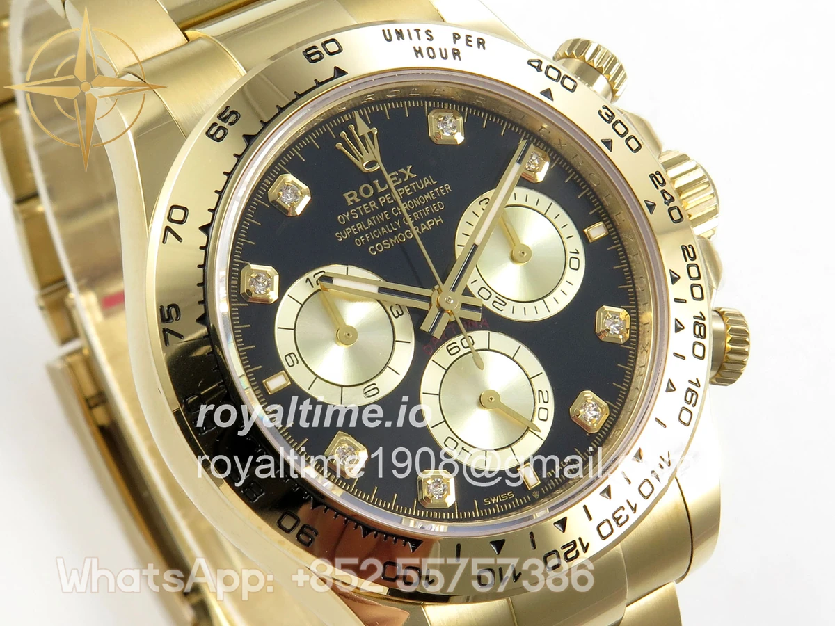Rolex Daytona 126508 AVF Black/YG Diamonds Dial on YG Bracelet DD4131 (Mod) - Image 4