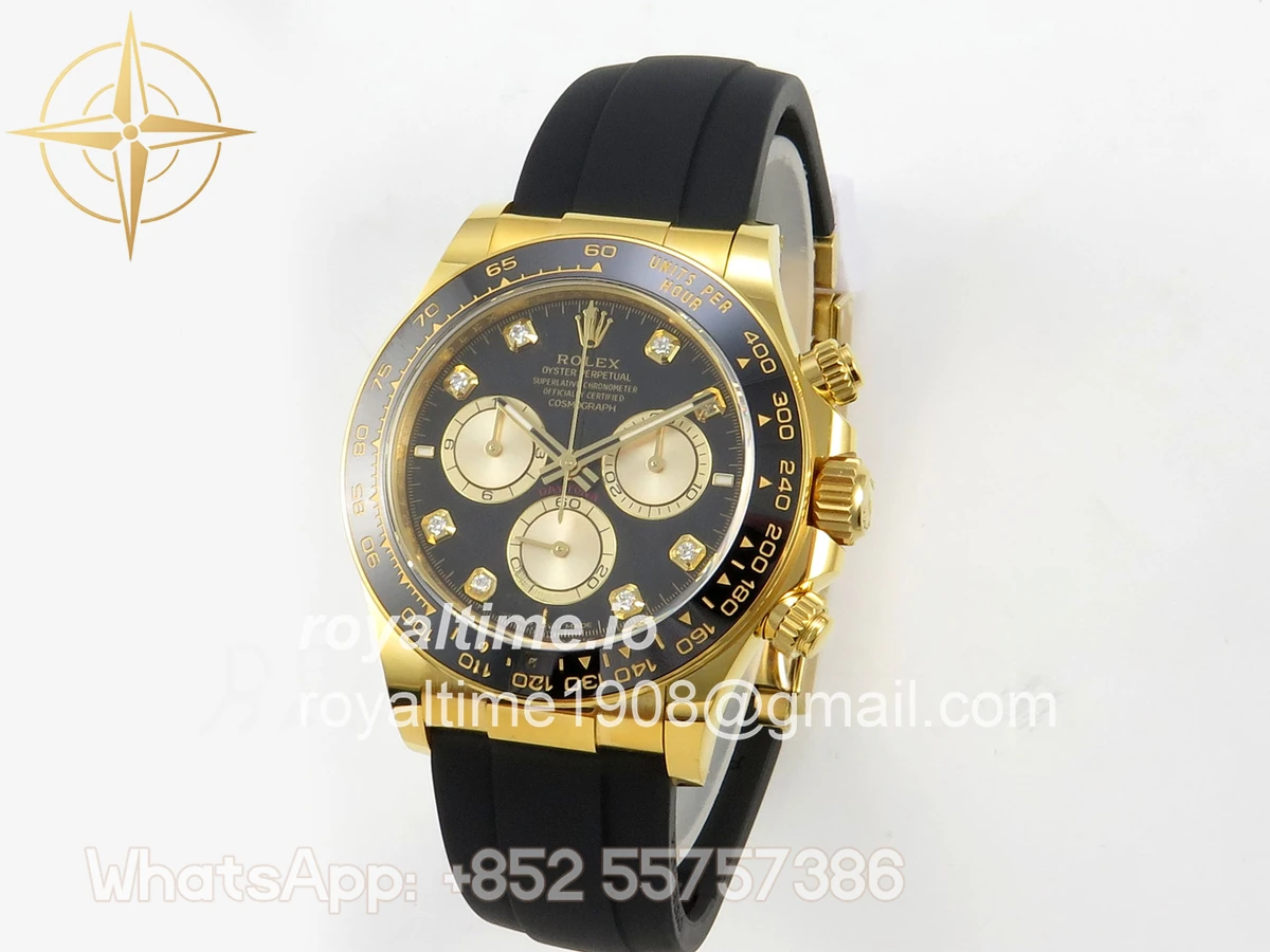 Rolex Daytona 126518 ARF Black/YG Diamonds Dial on Oysterflex Strap DD4131 V2 (Weighted) - Image 4