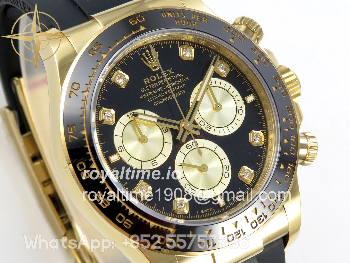 Rolex Daytona 126518 AVF Black/YG Diamonds Dial on Oysterflex Strap DD4131 (Mod) - Image 4
