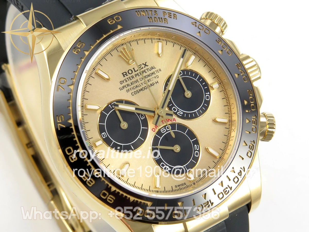 Rolex Daytona 126518 AVF YG/Black Dial on Oysterflex Strap DD4131 (Mod) - Image 4