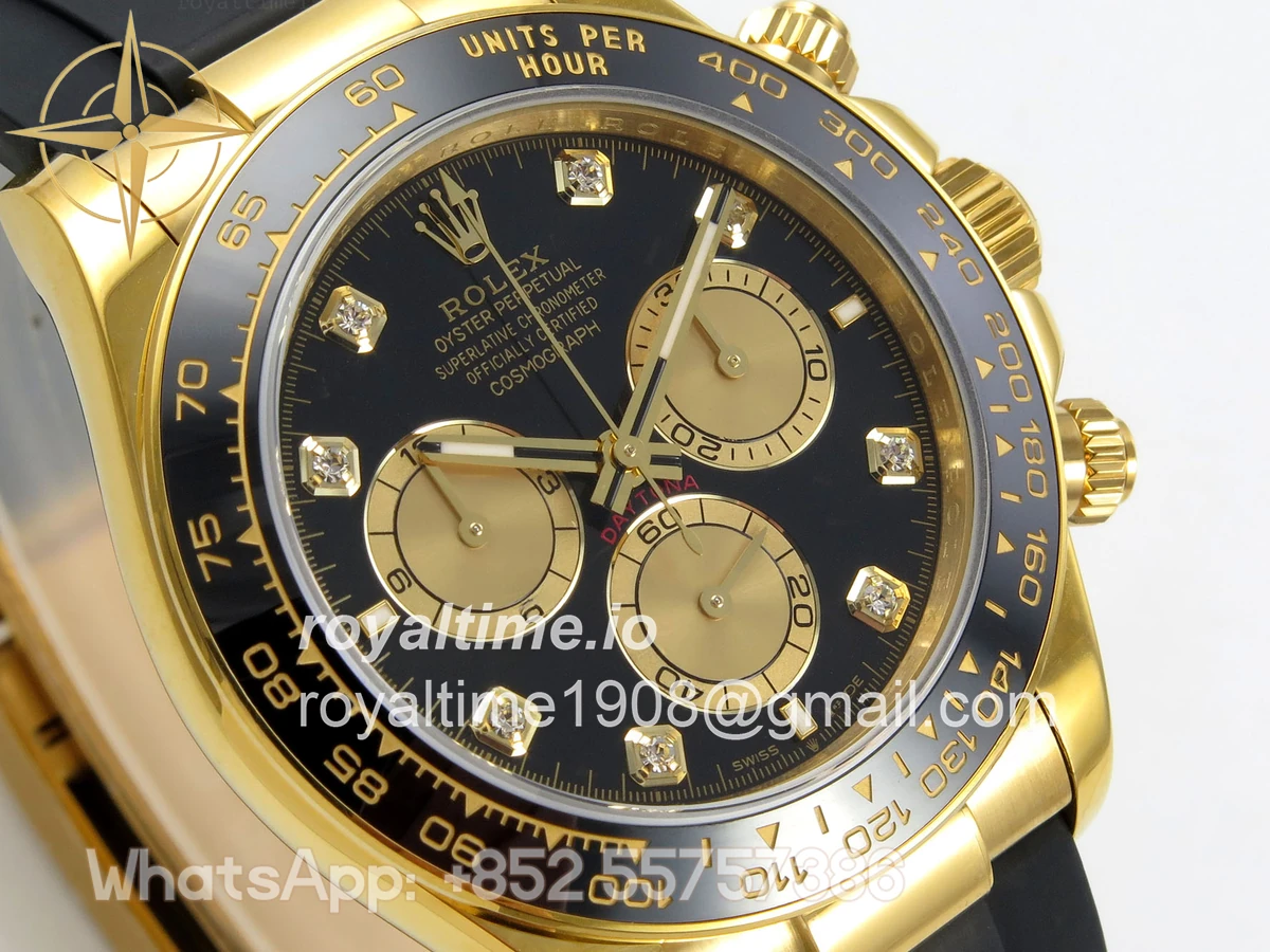 Rolex Daytona 126518 QF Black/YG Diamonds Dial on Oysterflex Strap JH4131 V18 (Free Sprung) Weighted 157g - Image 4