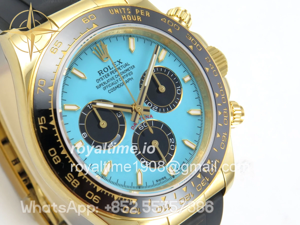 Rolex Daytona 126518 YG 3CF Tiffany Turquoise Blue Dial on Oysterflex Strap DD4131 (Gain Weight) - Image 4