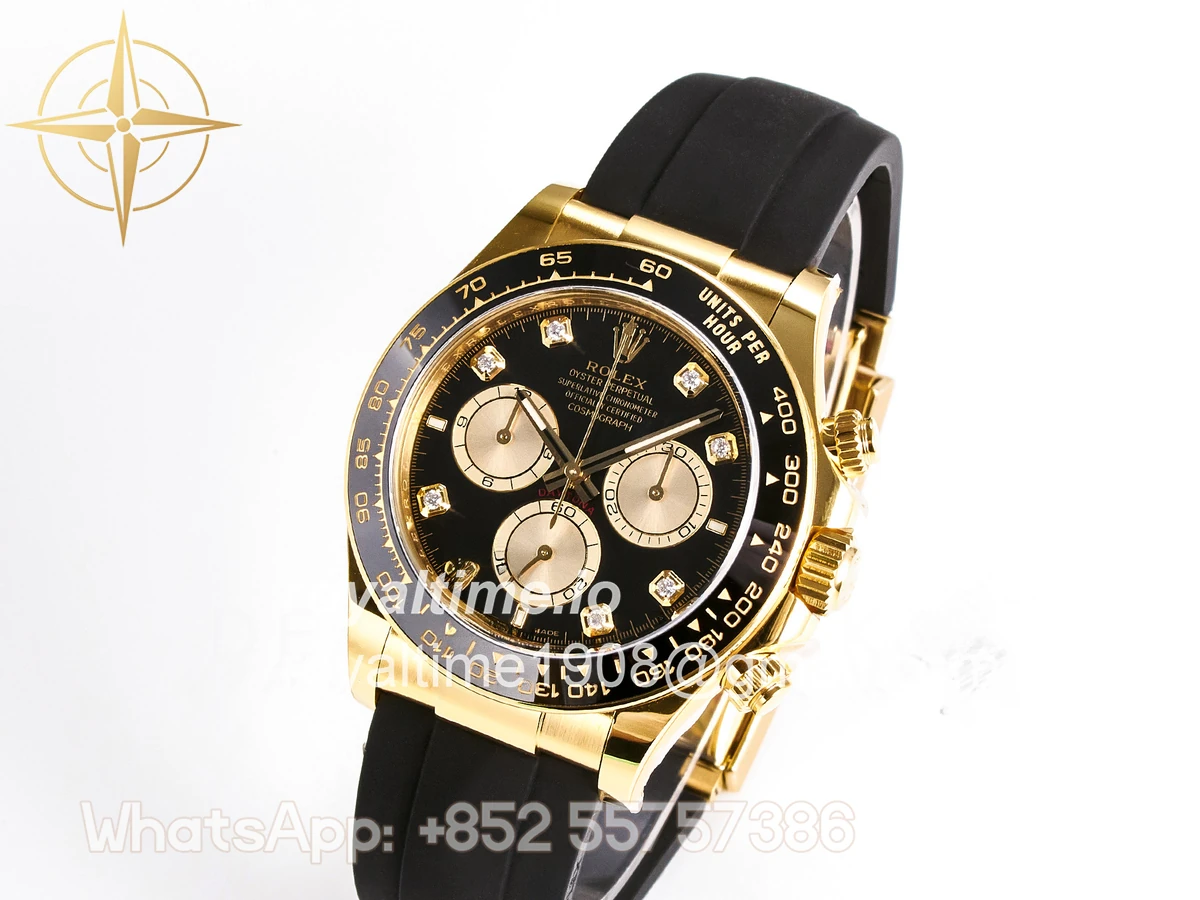 rolex Daytona 126518 YG ARF Black/YG Diamonds Dial on Oysterflex Strap DD4131 V2 (Weighted) - Image 4