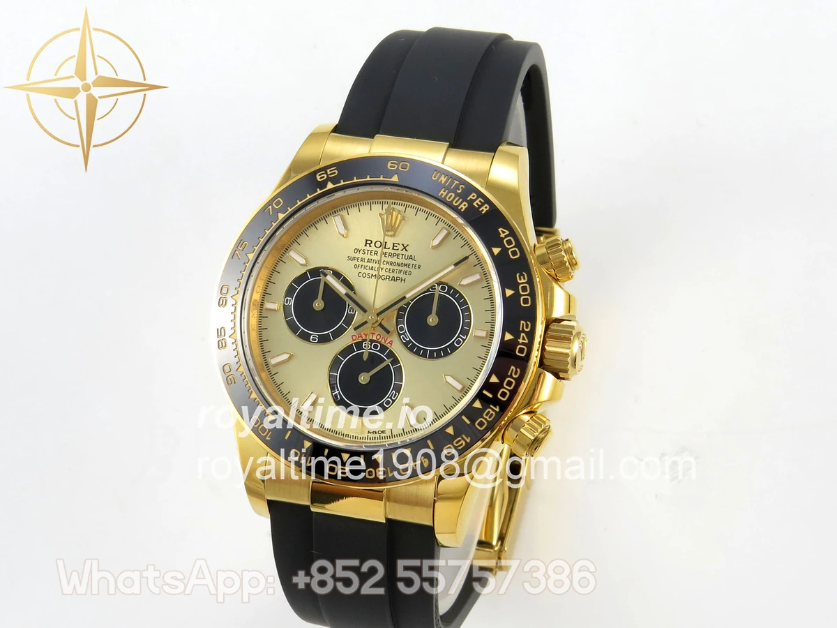 Rolex Daytona 126518 YG Clean Plus YG/Black Dial on Black Rubber Strap DD4131 - Image 4