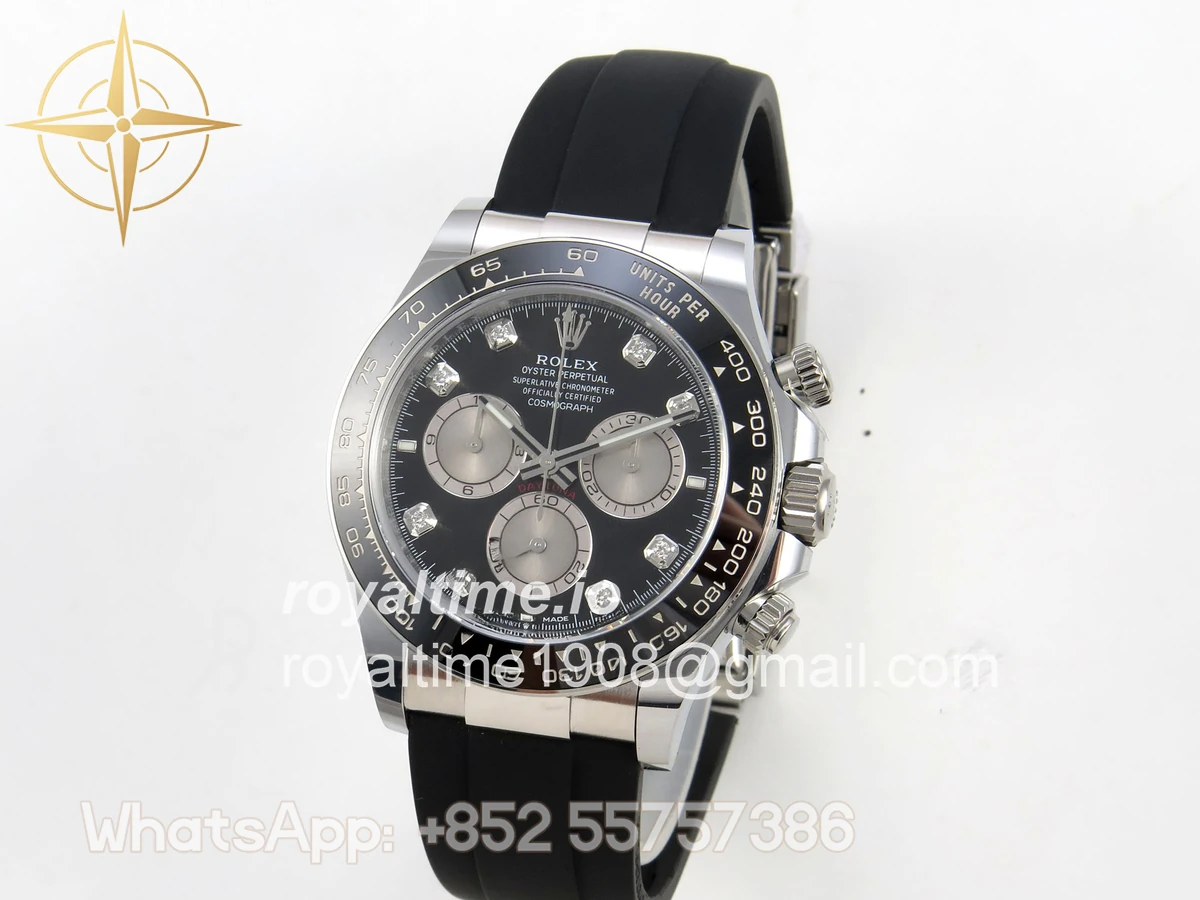 Rolex Daytona 126519 ARF Black/Silver Diamonds Dial on Oysterflex Strap DD4131 V2 (Weighted) - Image 4