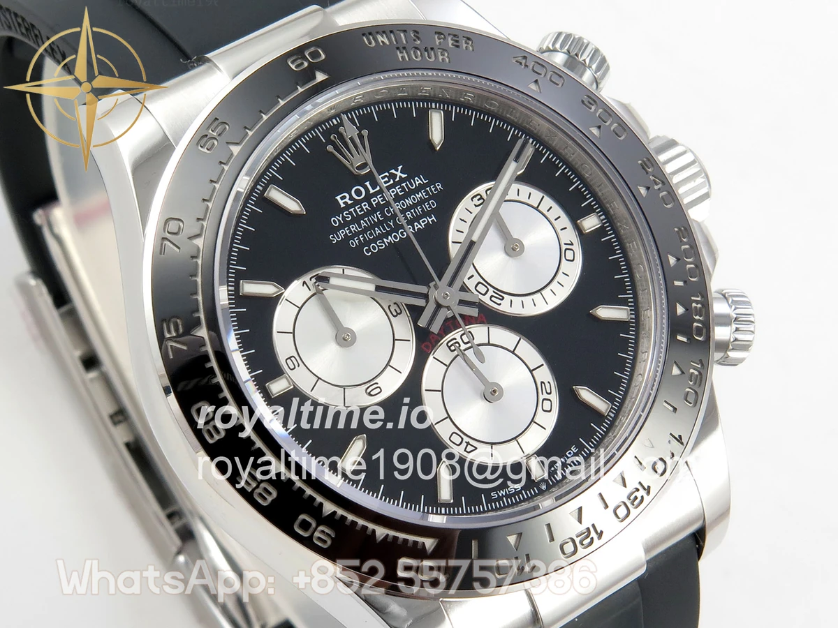 Rolex Daytona 126519 AVF Black/Silver Dial on Oysterflex Strap DD4131 (Mod) - Image 4