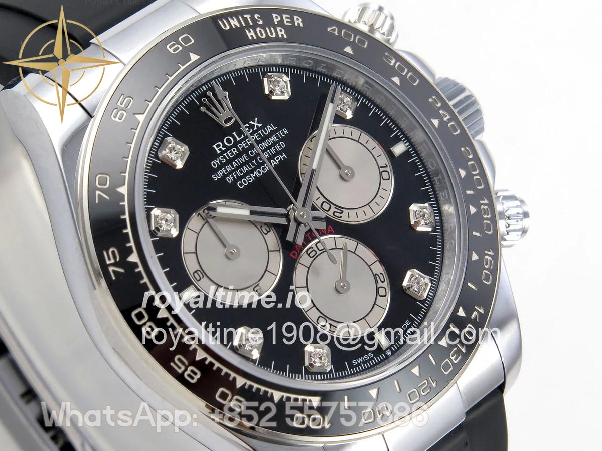Rolex Daytona 126519 QF Black/Silver Diamonds Dial on Oysterflex Strap JH4131 V18 (Free Sprung) Weighted 157g - Image 4