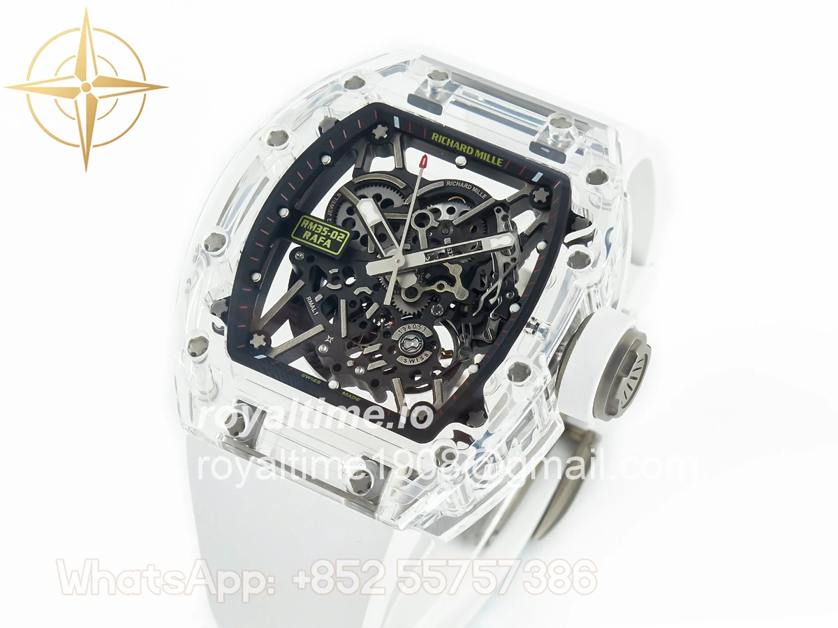 Richard Mille RM035 TRANSPARENT SONIC Skeleton Dial on White Rubber Strap RMUL2 V2 - Image 4