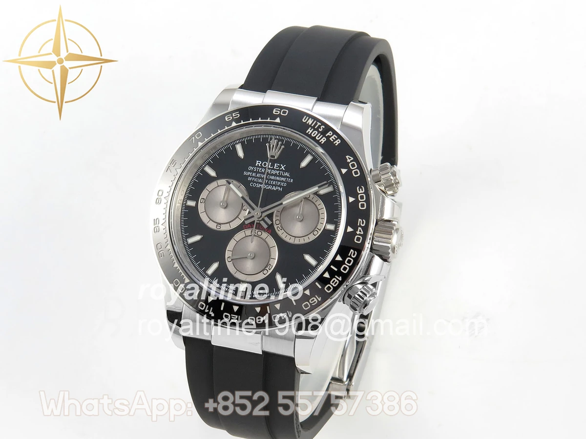 Rolex Daytona 126519 SS Clean Plus Black/Gray Dial on Black Rubber Strap DD4131 - Image 4