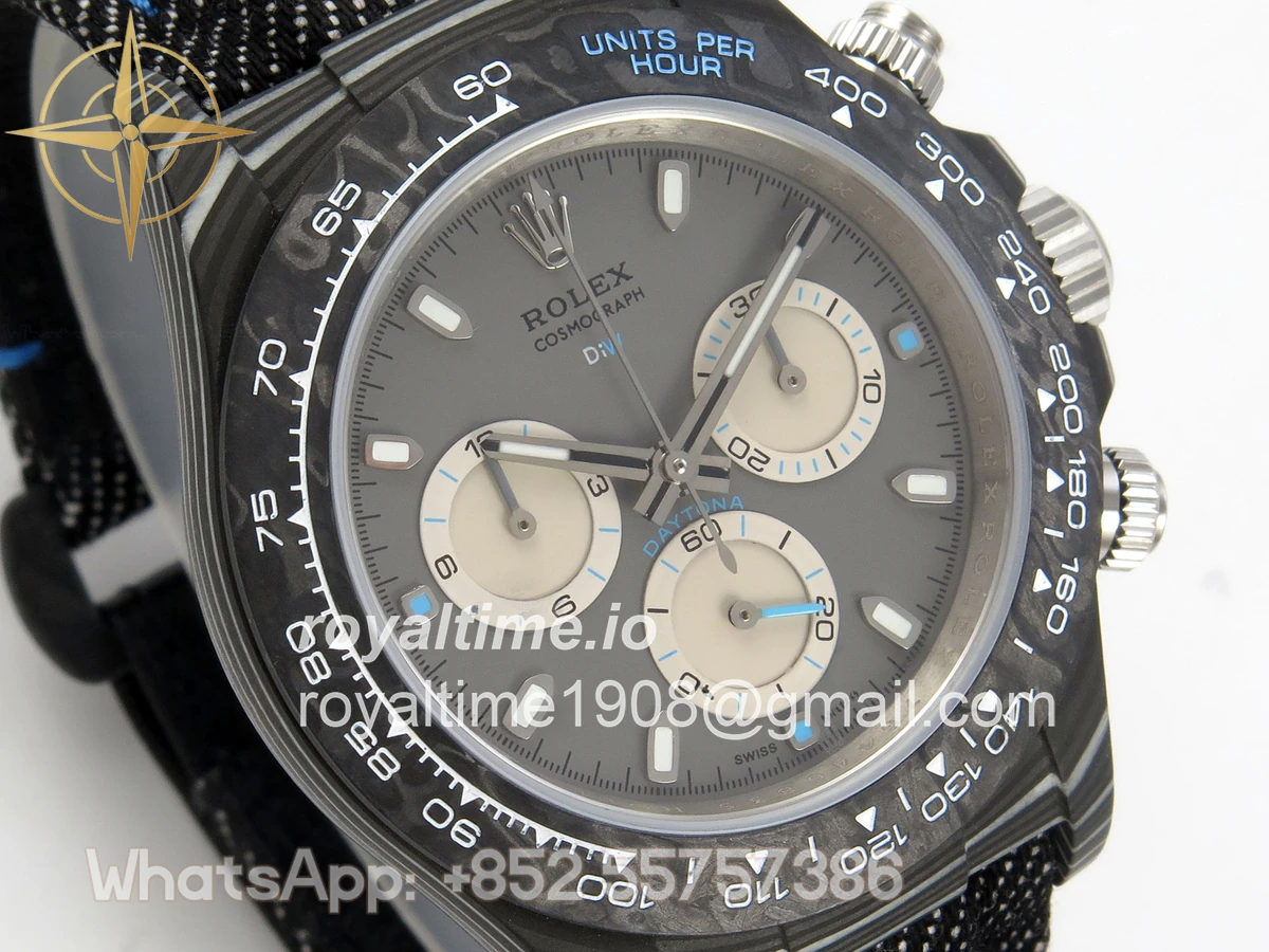 Rolex Daytona DIW Black Carbon Case DIWF Edition Gray/White Dial on Black Nylon Strap DD4801 - Image 4