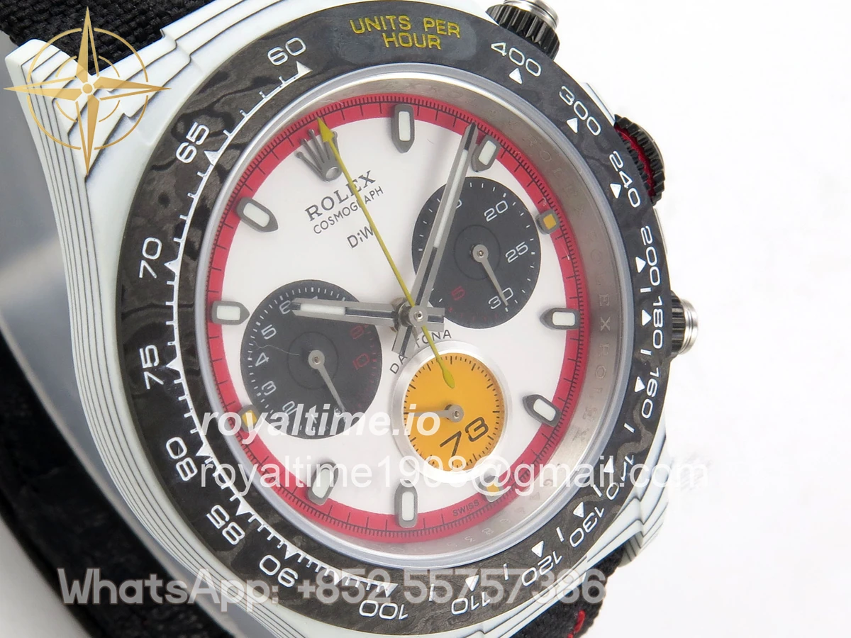 Rolex Daytona DIW Ferrari White Carbon DIWF White/Red Dial on Black Nylon Strap DD4801 - Image 4