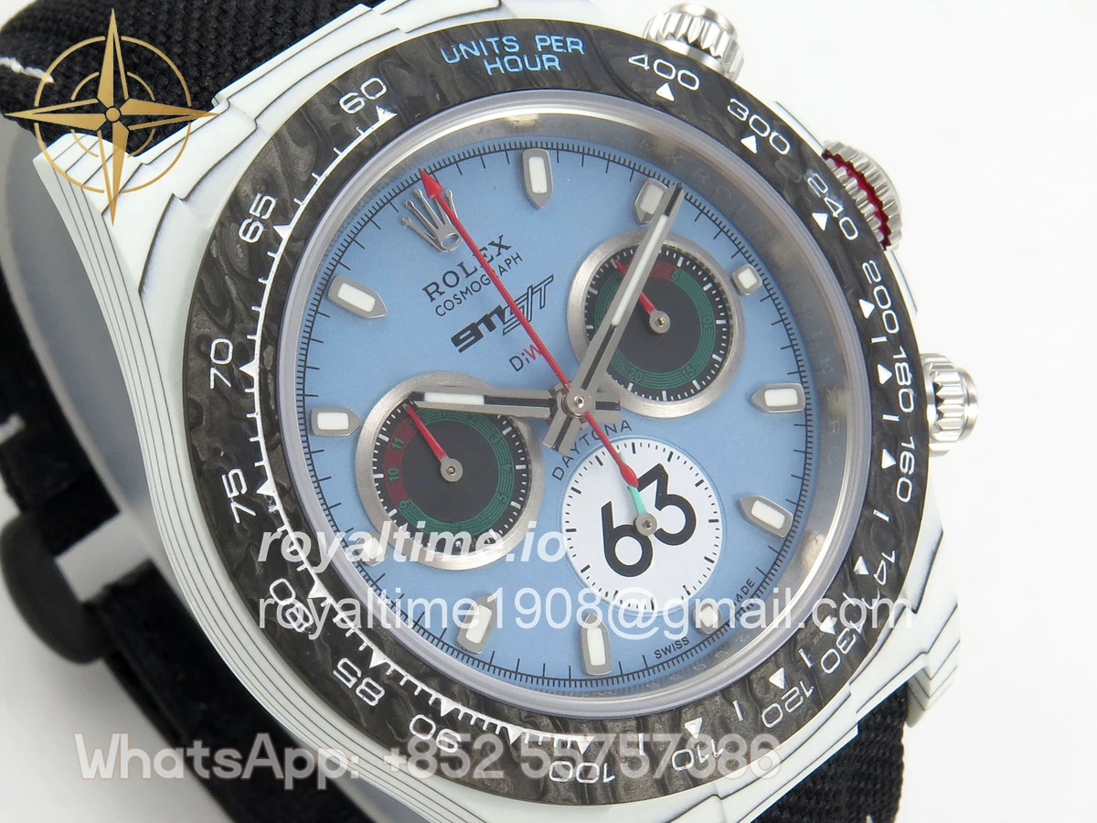 Rolex Daytona DIW Porsche 911 s/t White Carbon DIWF Blue Dial on Black Nylon Strap DD4801 - Image 4