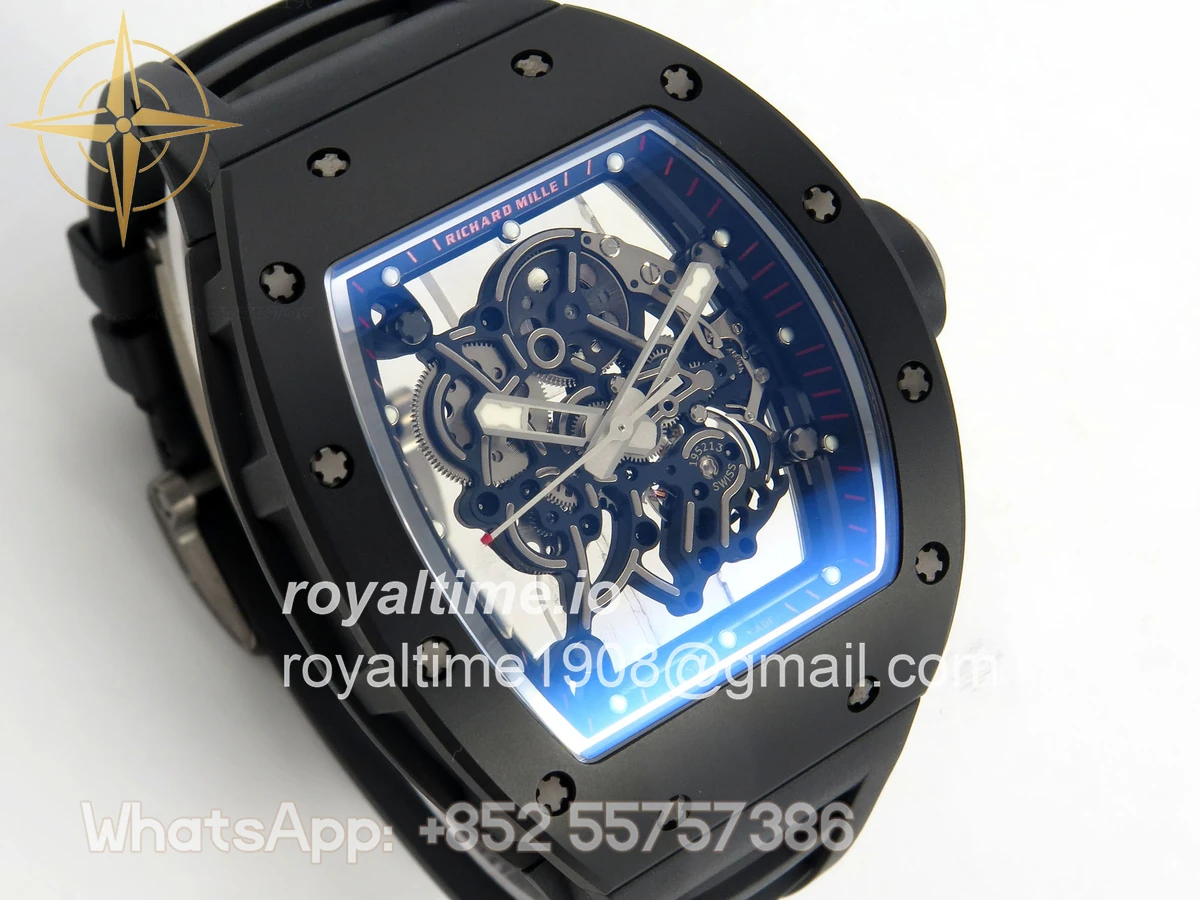 Richard Mille RM055 Black Ceramic APSF on Black/Red Inner Bezel on Black Rubber Strap RMUL2 - Image 4