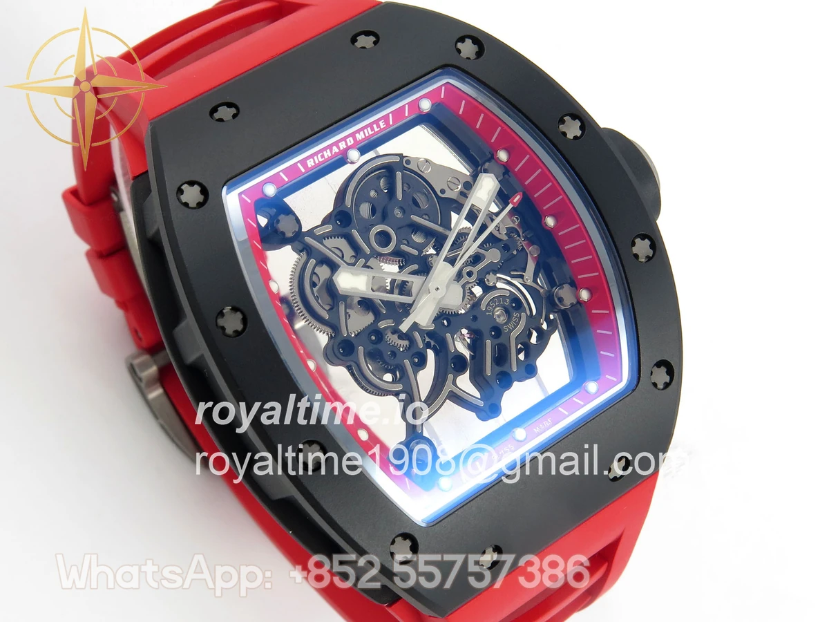 Richard Mille RM055 Black Ceramic APSF on Red Inner Bezel on Red Rubber Strap RMUL2 - Image 4