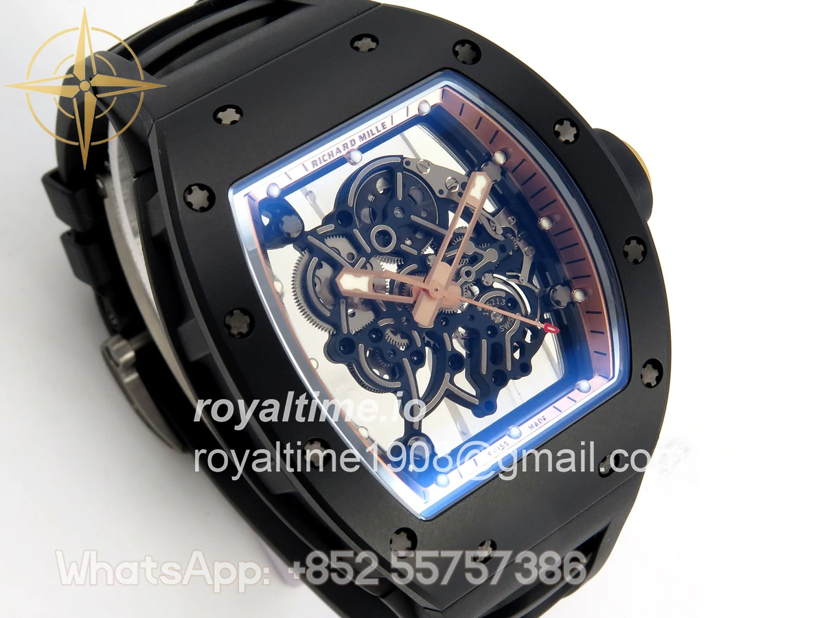 Richard Mille RM055 Black Ceramic APSF on RG Inner Bezel on Black Rubber Strap RMUL2 - Image 4