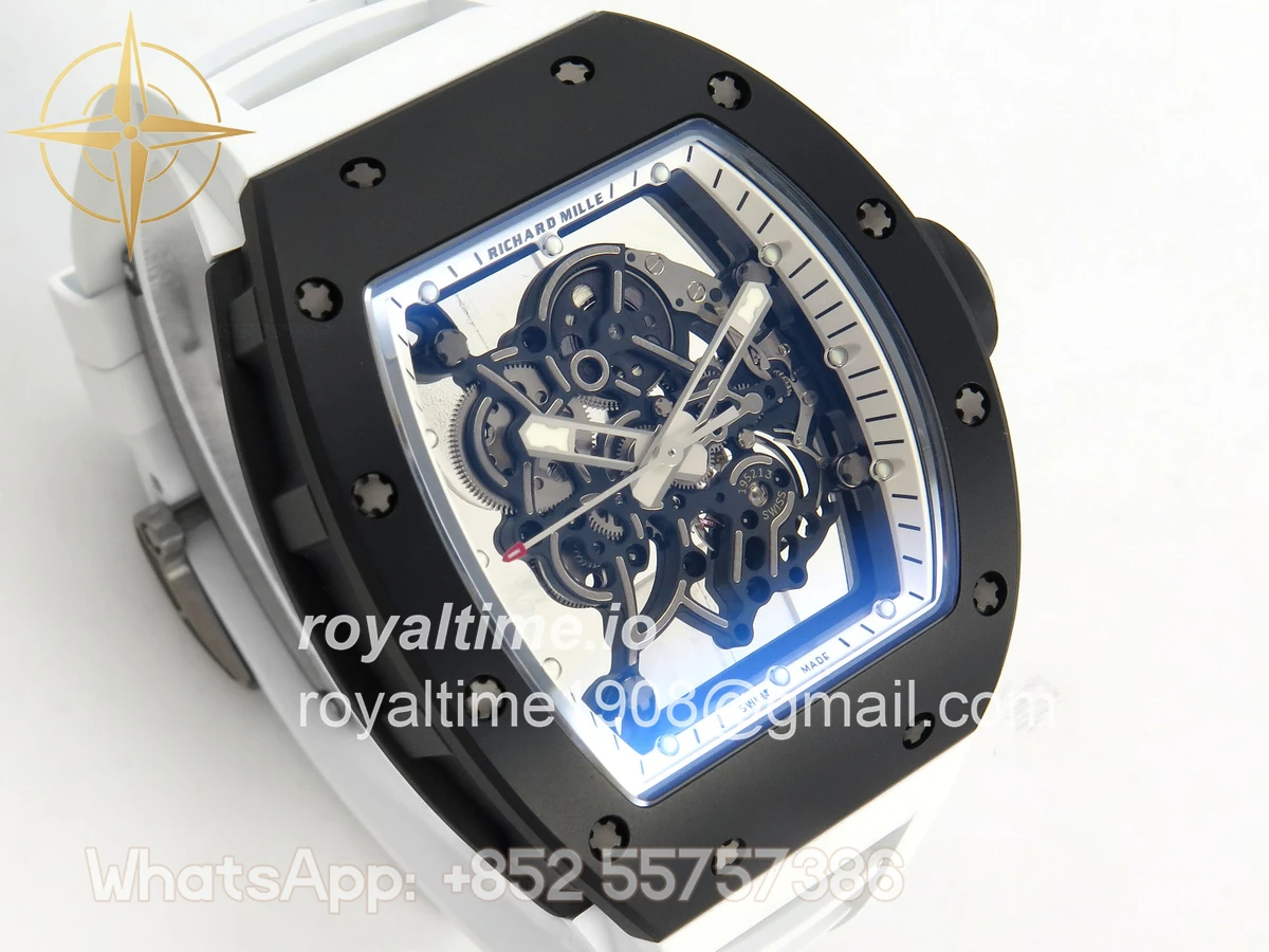 Richard Mille RM055 Black Ceramic APSF on White Inner Bezel on White Rubber Strap RMUL2 - Image 4