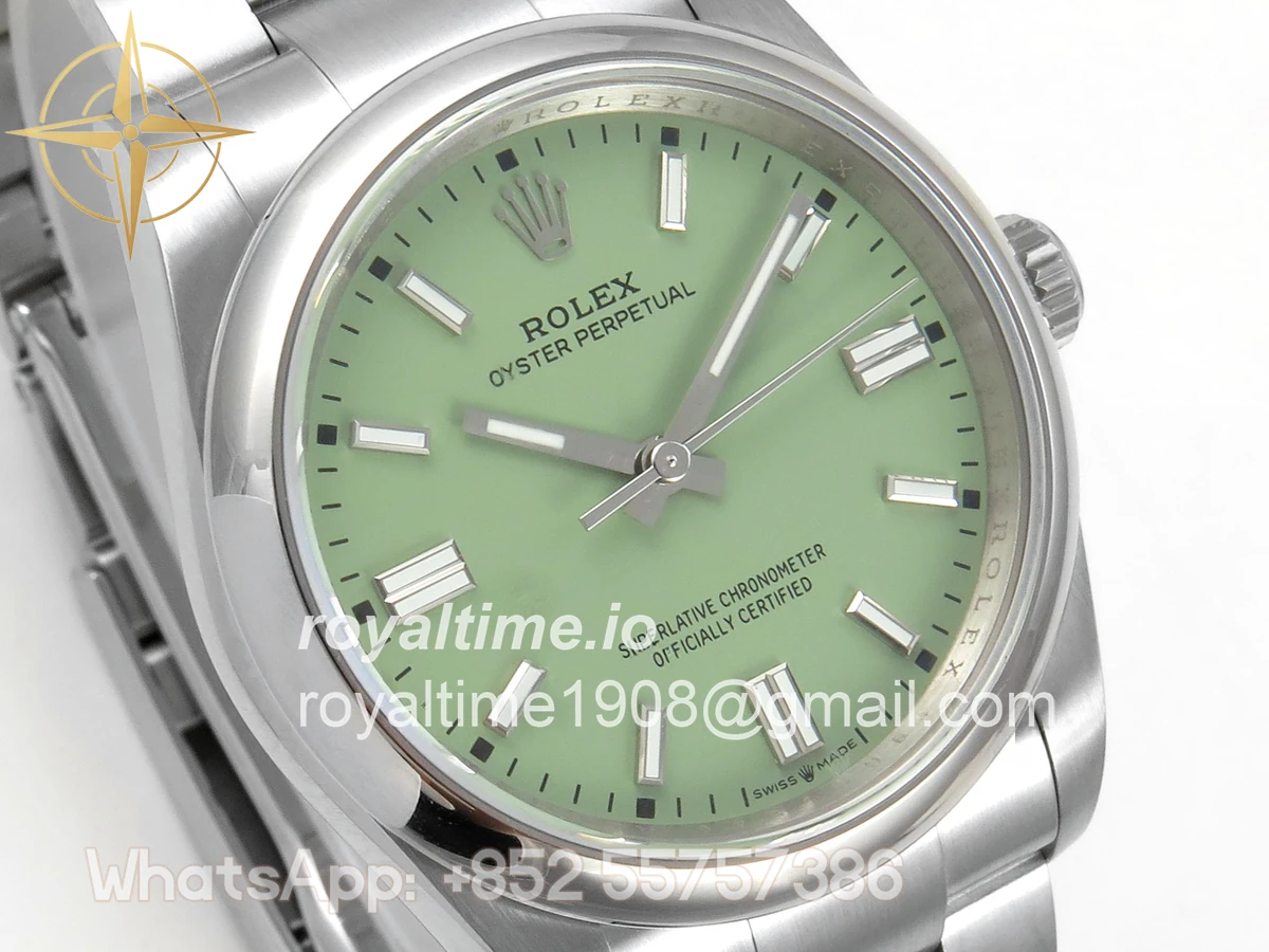 Rolex Oyster Perpetual 36mm 126000 QF 904L Steel Pistachio Green Dial on SS Bracelet A23J - Image 4