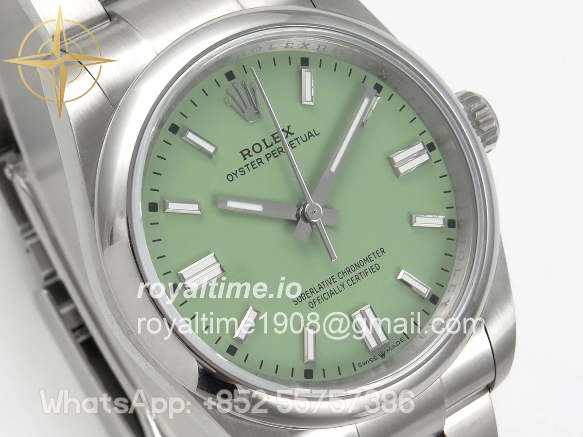 Rolex Oyster Perpetual 36mm 126000 QF 904L Steel Pistachio Green Dial on SS Bracelet A2824 - Image 4
