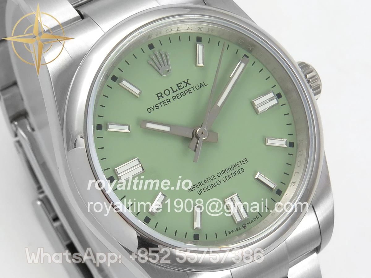 Rolex Oyster Perpetual 36mm 126000 QF 904L Steel Pistachio Green Dial on SS Bracelet VR3230 - Image 4