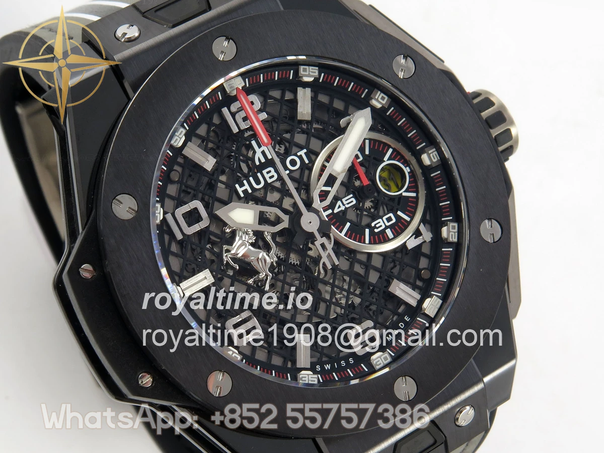 Hublot Big Bang Ferrari Speciale Ceramic HBBF on Gray Gummy Strap A1241 - Image 4