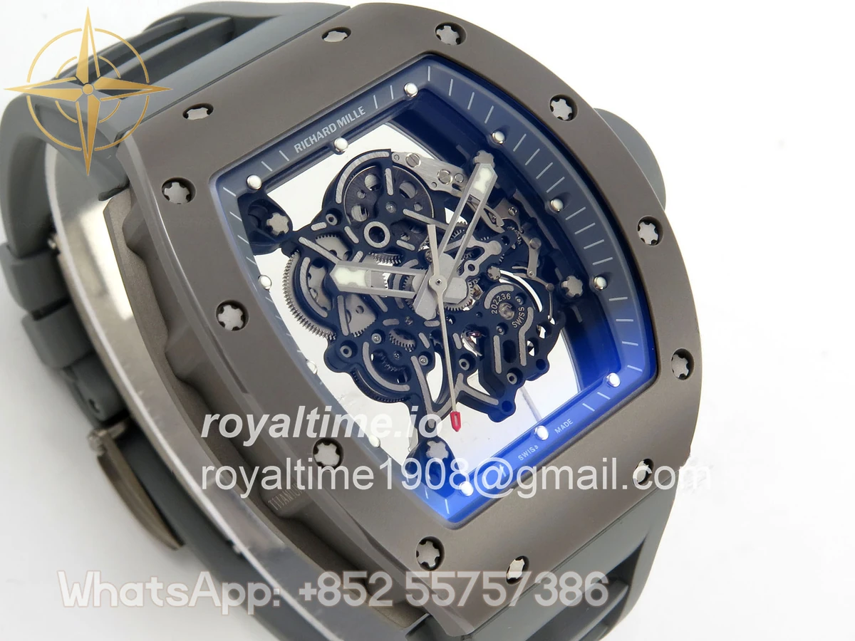 Richard Mille RM055 Gray Ceramic MLF on Gray Rubber Strap RMUL2 V2 (Brushed Ribs) - Image 4