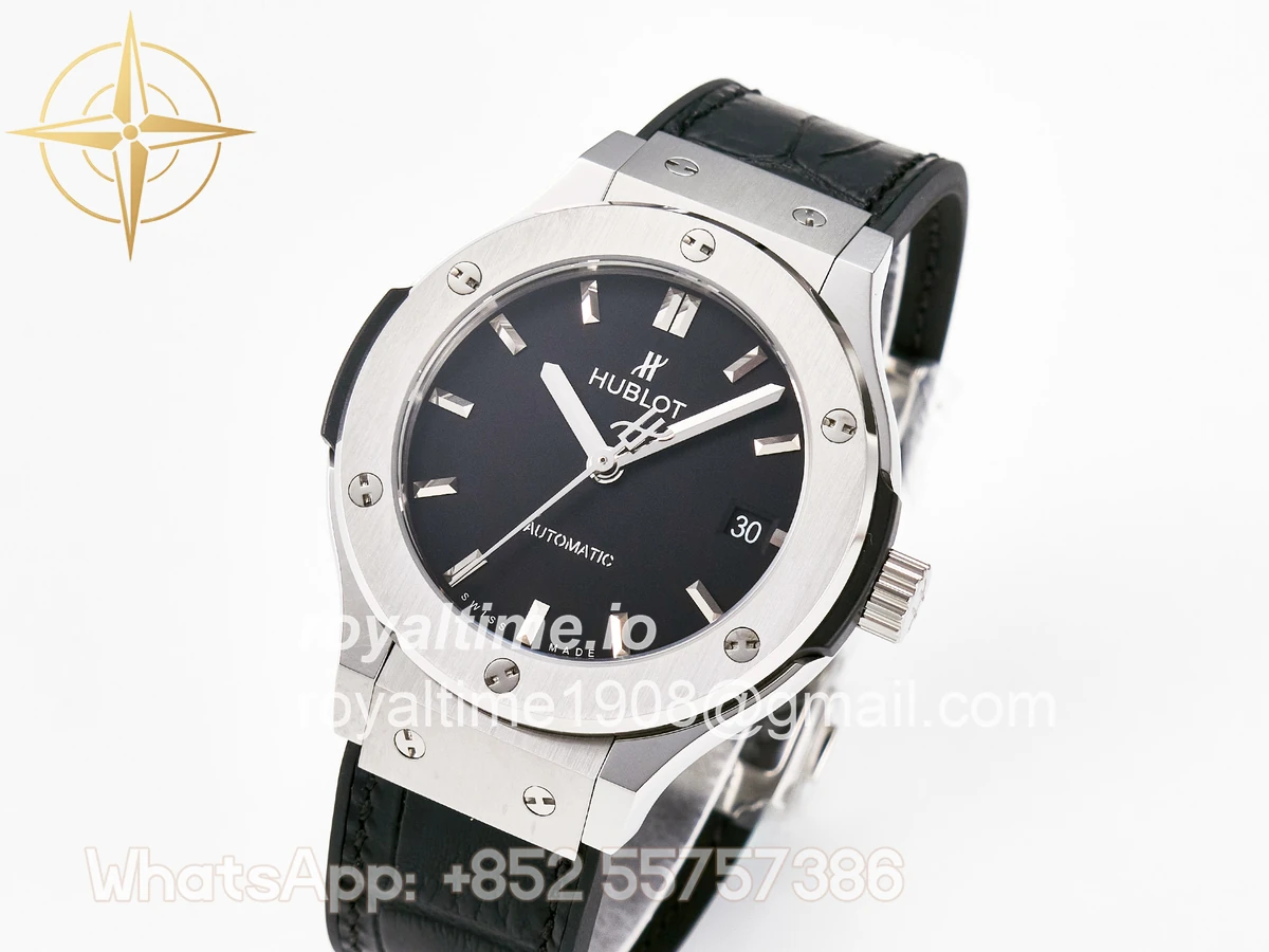 Hublot Classic Fusion 38mm SS JJF Black Dial on Black Gummy Leather Strap - Image 4