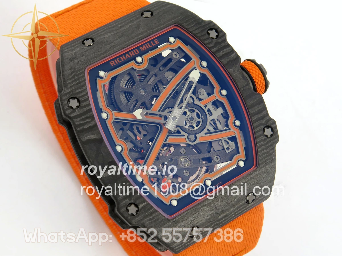 Richard Mille AVF RM67-02 McLaren Black NTPT Spain Skeleton Dial on Orange Elastic strap CRMA7 - Image 4