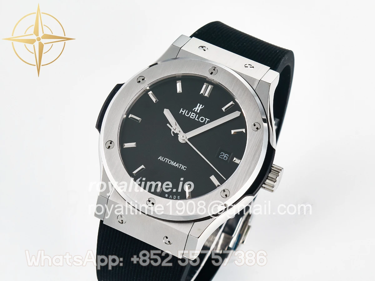 Hublot Classic Fusion Bang 42mm HBF Black Dial on Black Rubber Strap A2892 - Image 4