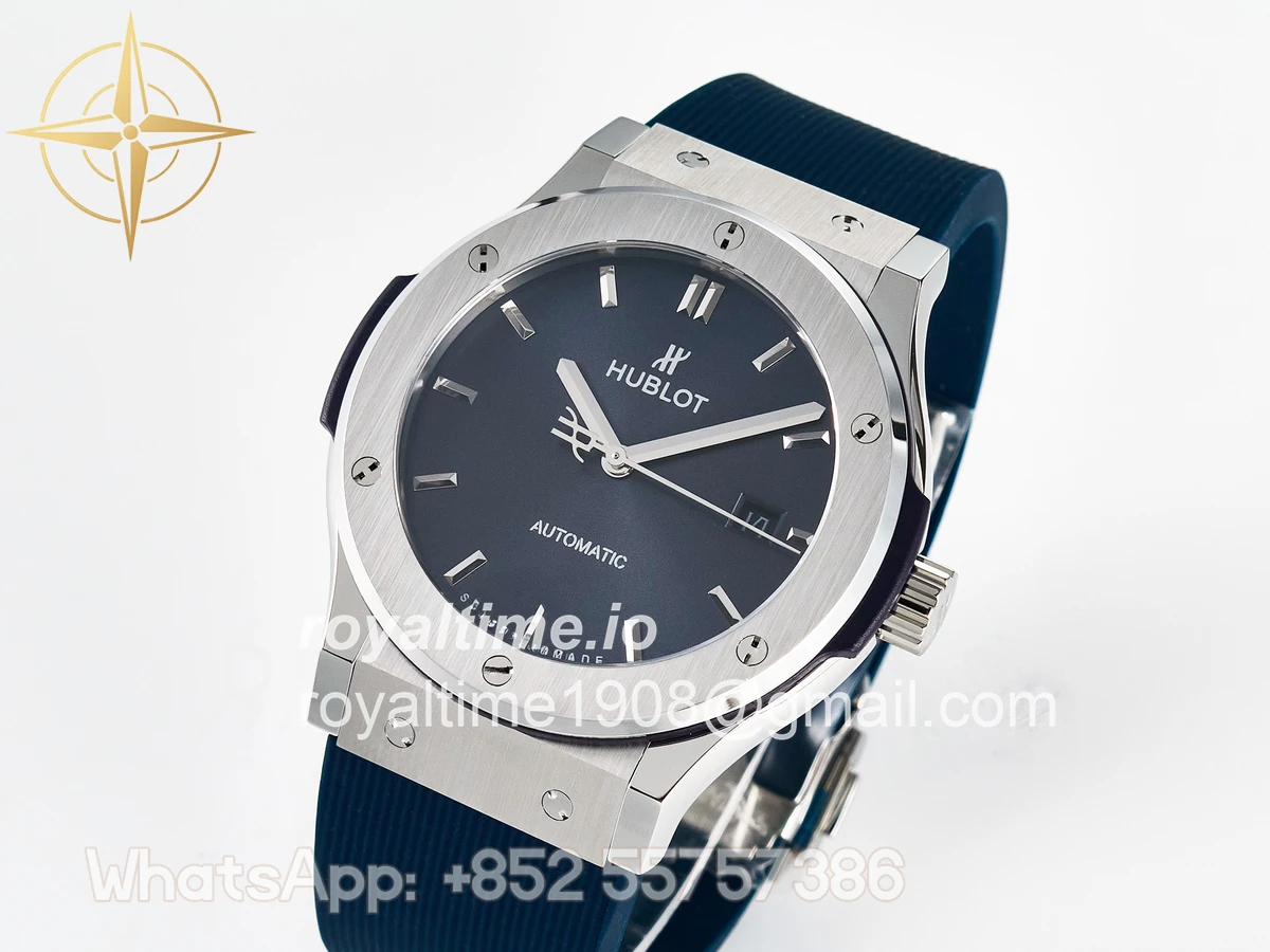 Hublot Classic Fusion Bang 42mm HBF Blue Dial on Blue Rubber Strap A2892 - Image 4