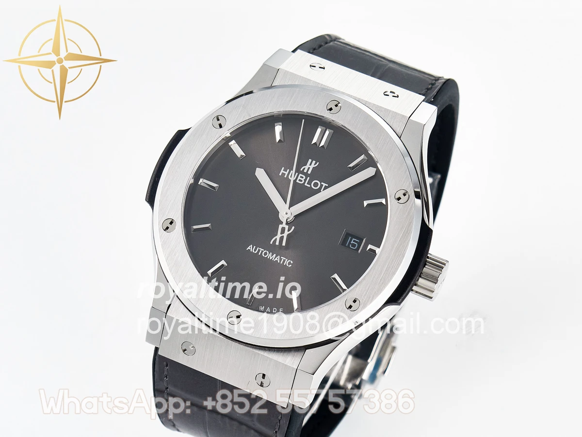 Hublot Classic Fusion Bang 42mm HBF Gray Dial on Gray Leather Strap A2892 - Image 4