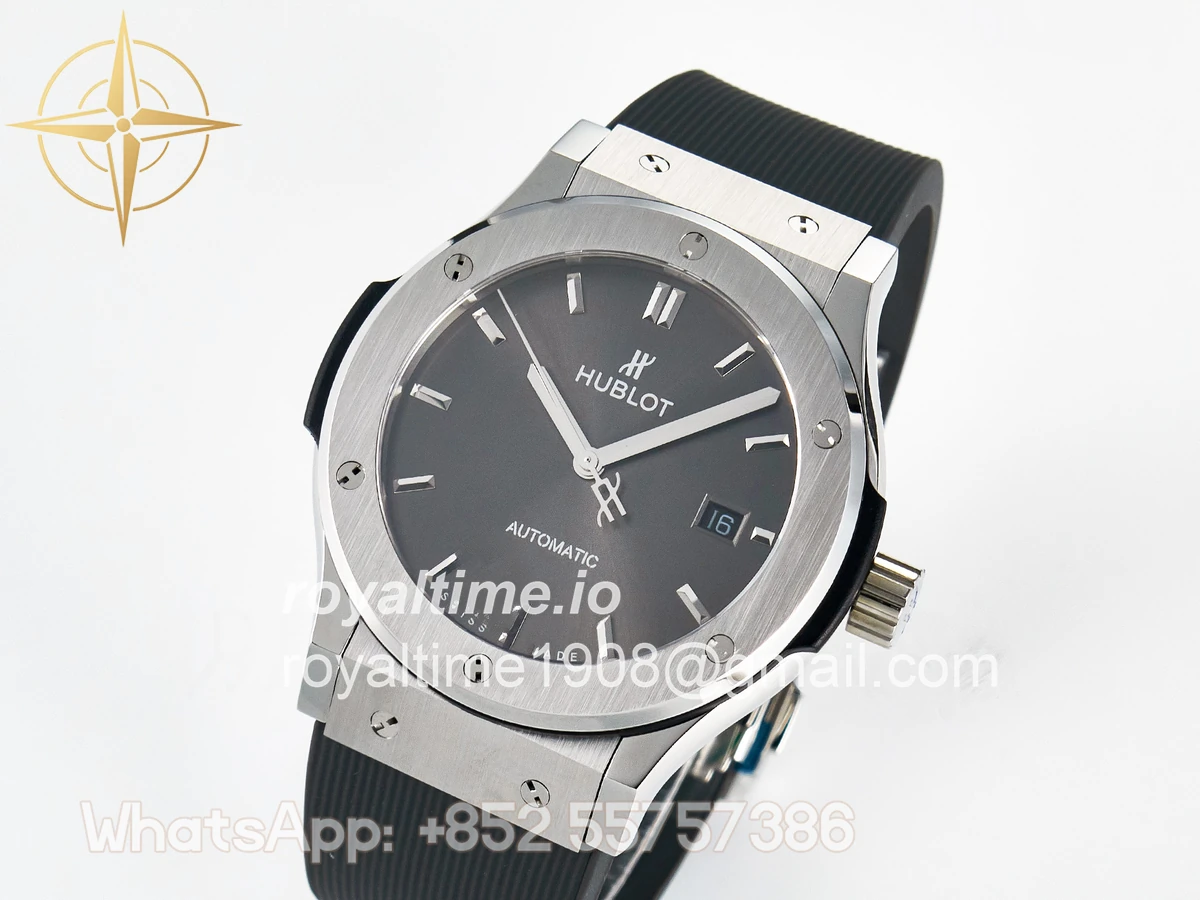 Hublot Classic Fusion Bang 42mm HBF Gray Dial on Gray Rubber Strap A2892 - Image 4