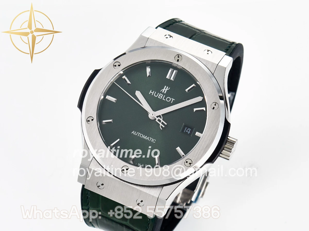 Hublot Classic Fusion Bang 42mm HBF Green Dial on Green Leather Strap A2892 - Image 4