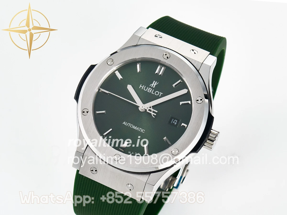 Hublot Classic Fusion Bang 42mm HBF Green Dial on Green Rubber Strap A2892 - Image 4