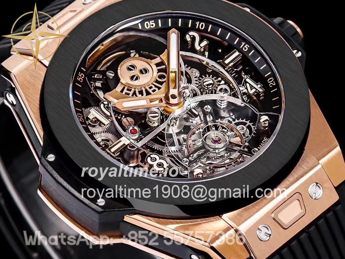 Hublot Classic Fusion Tourbillon 45mm with Ceramic Bezel Skeleton Dial in Rose Gold - Image 4