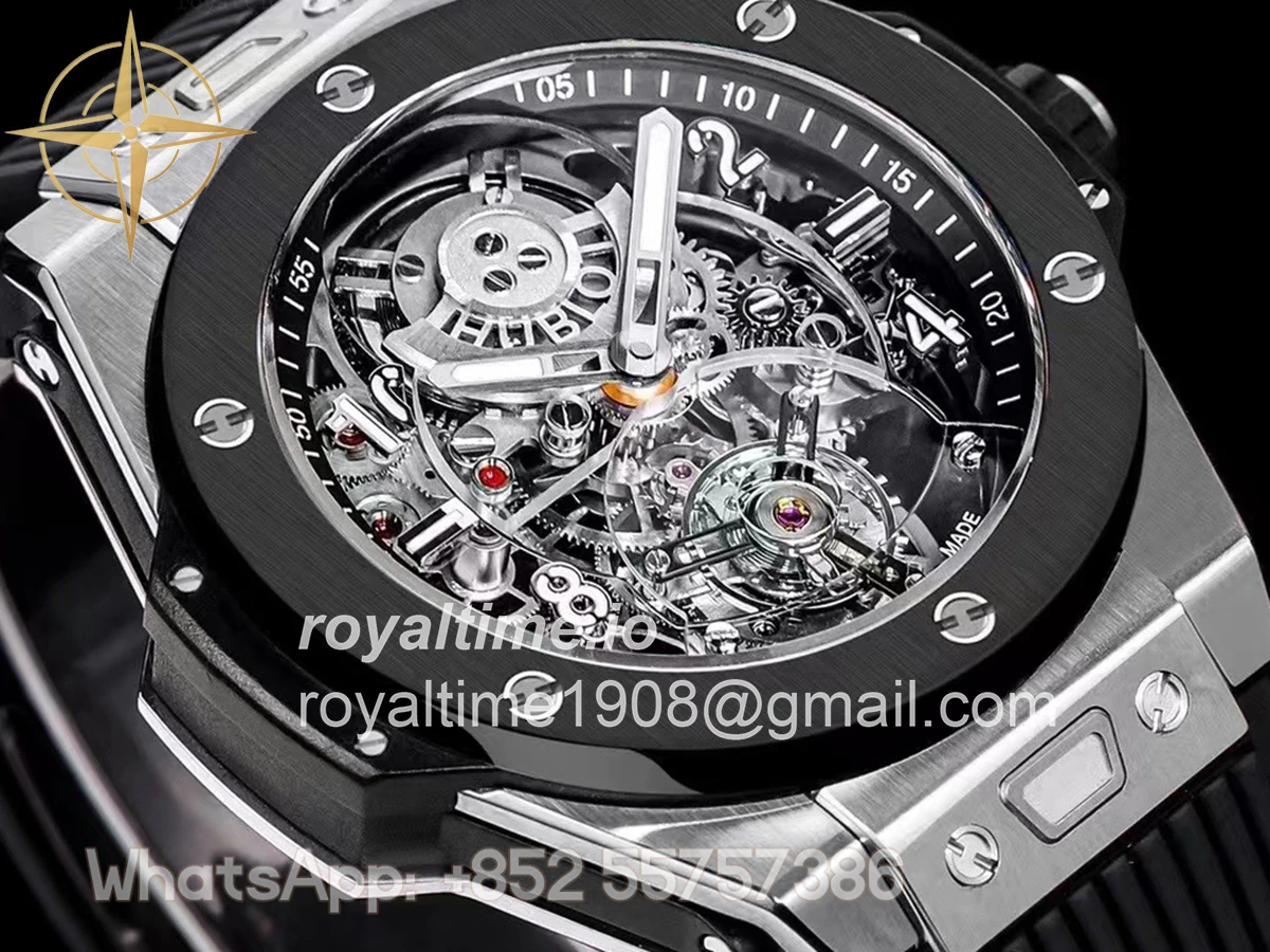 Hublot Classic Fusion Tourbillon 45mm with Ceramic Bezel Skeleton Dial in Steel - Image 4