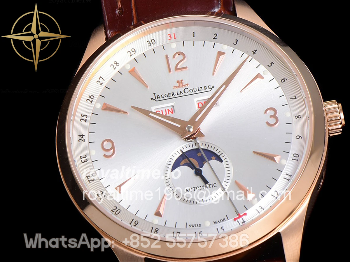 Jaeger-LeCoultre Master Calendar Silver Dial in Rose Gold on Brown Leather Strap - Image 4