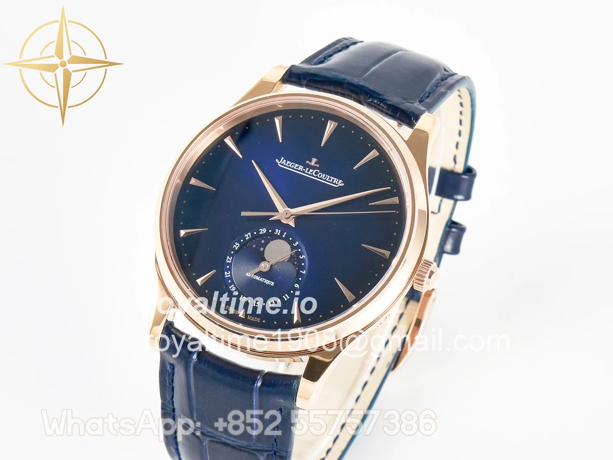 Jaeger-LeCoultre Master Ultra Thin Moon RG Z+F Blue Dial on Blue Leather Strap SA925 - Image 4