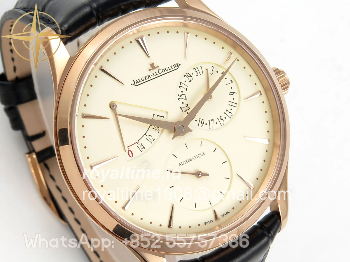 Jaeger-LeCoultre Master Ultra Thin Power Reserve RG APSF Cream Dial on Brown Leather Strap DD938 - Image 4