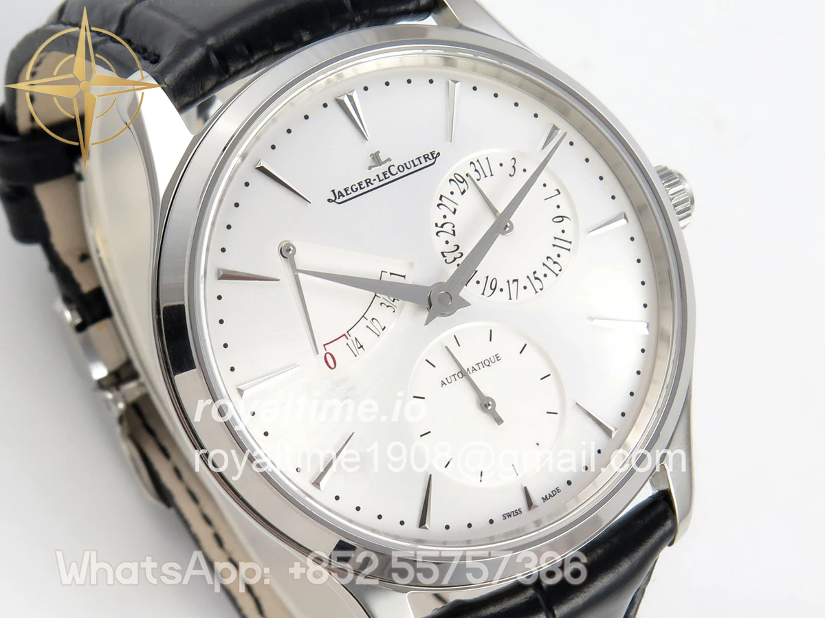 Jaeger-LeCoultre Master Ultra Thin Power Reserve SS APSF Silver Dial on Black Leather Strap DD938 - Image 4