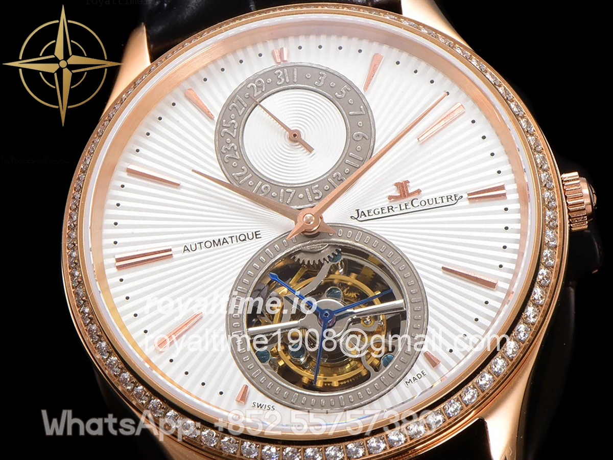 Jaeger-LeCoultre Master Ultra Thin Tourbillon White Dial with Diamond Bezel in Rose Gold - Image 4