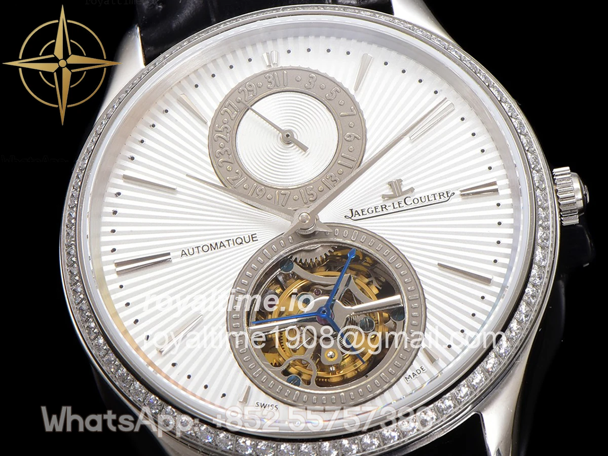 Jaeger-LeCoultre Master Ultra Thin Tourbillon White Dial with Diamond Bezel in White Gold - Image 4
