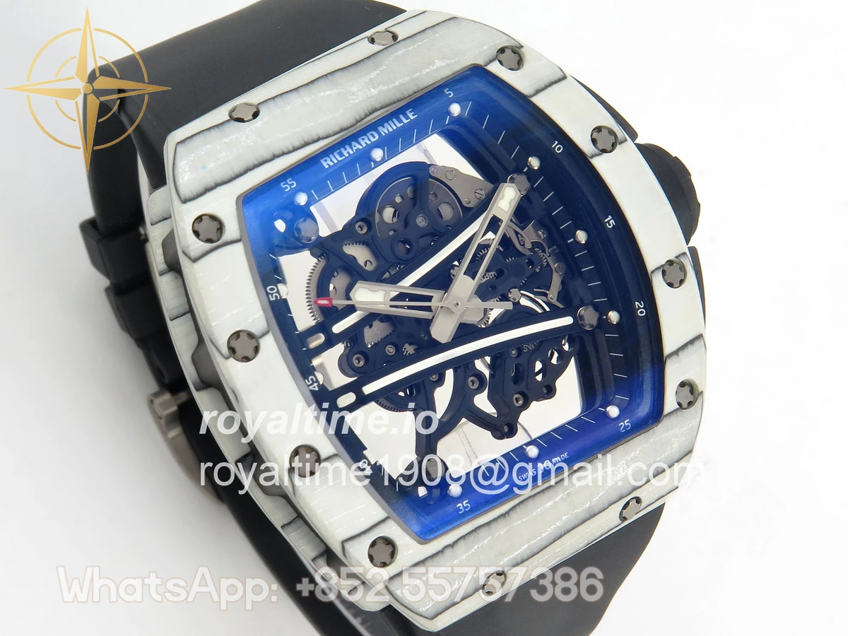 Richard Mille RM061-01 Yohan Blake White NTPT RF on Black Rubber Strap RMUL2 - Image 4