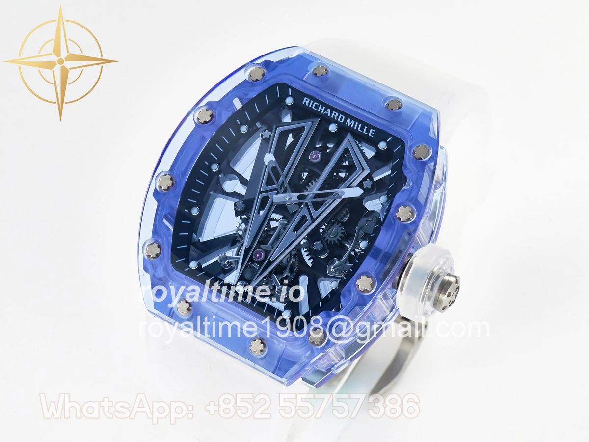 Richard Mille RM27-03 Blue Transparent Tourbillon MSF Skull Dial on White Rubber Strap - Image 4