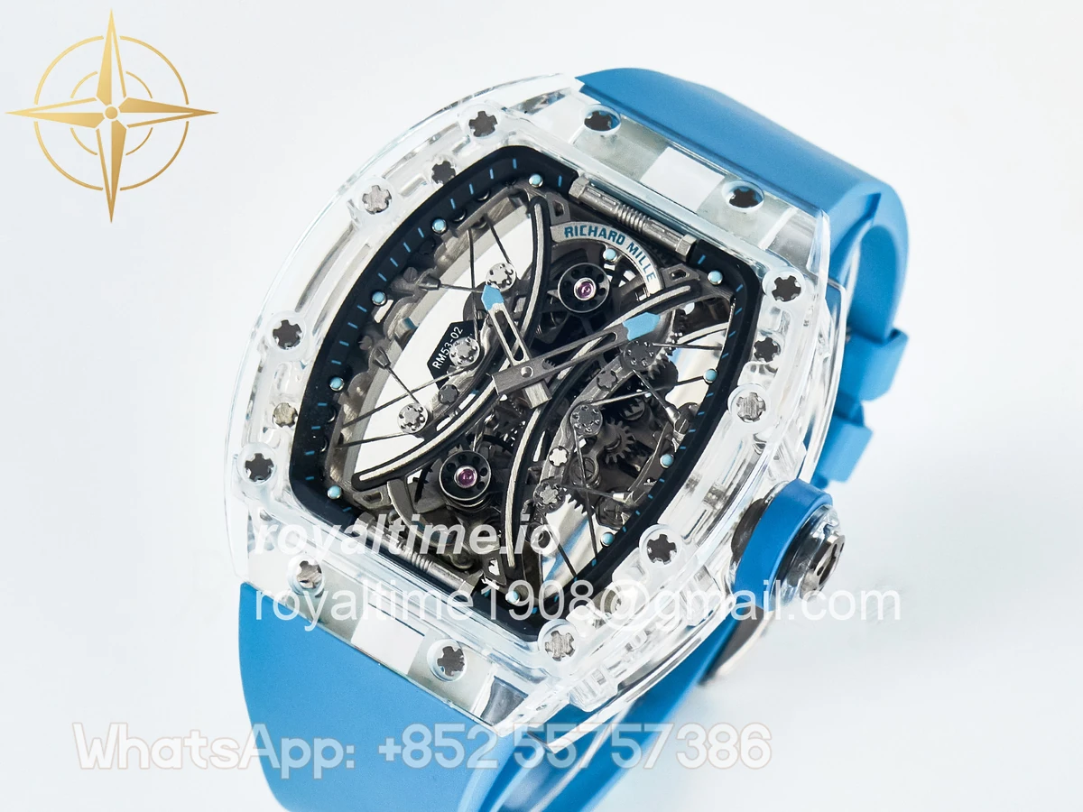 Richard Mille RM53-02 Transparent Tourbillon RMF Skeleton Dial on Blue Rubber Strap - Image 4