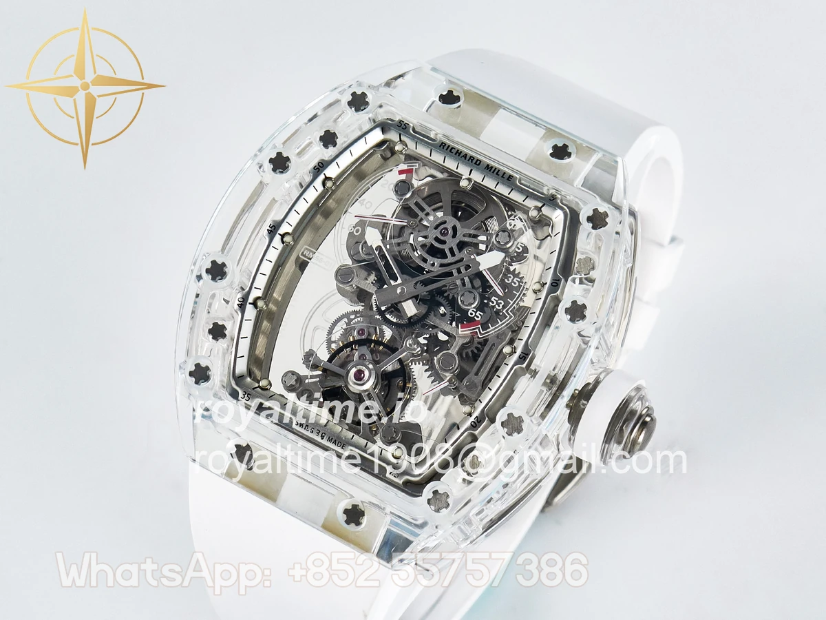 Richard Mille RM56-01 Transparent Tourbillon RMF Skeleton Dial on White Rubber Strap - Image 4