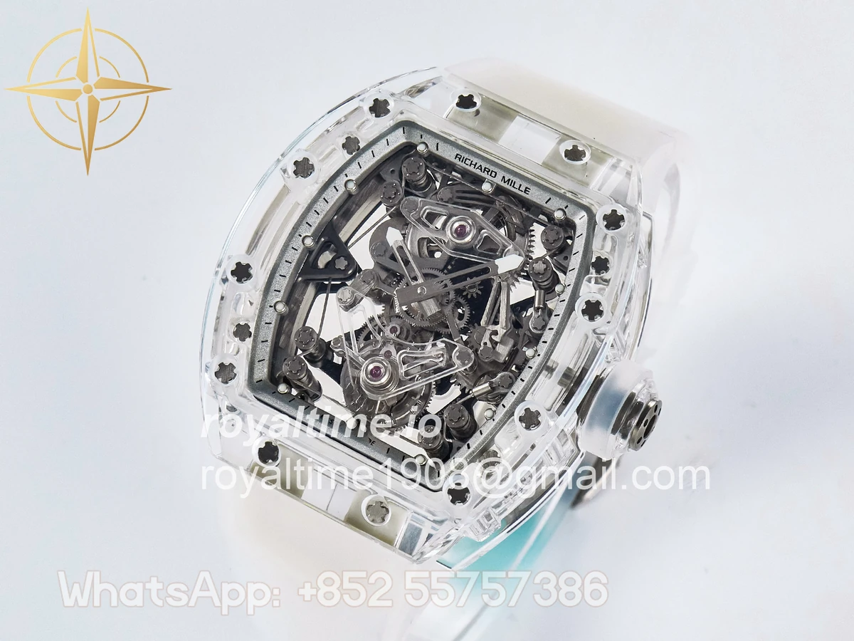 Richard Mille RM56-02 Transparent Tourbillon RMF Skeleton White Dial on Transparent Rubber Strap - Image 4