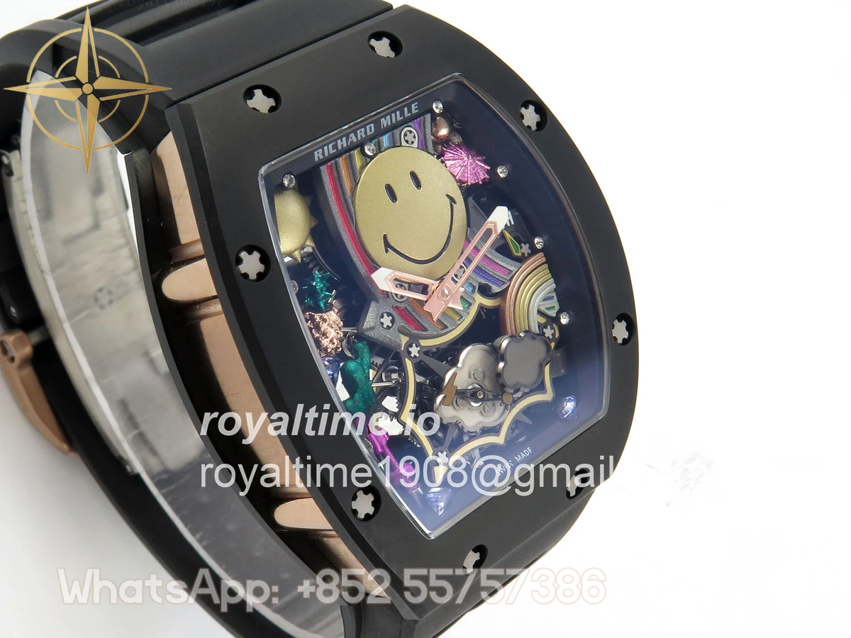 Richard Mille RM88 Tourbillon Smiley Black Ceramic RMF on Black Rubber Strap - Image 4