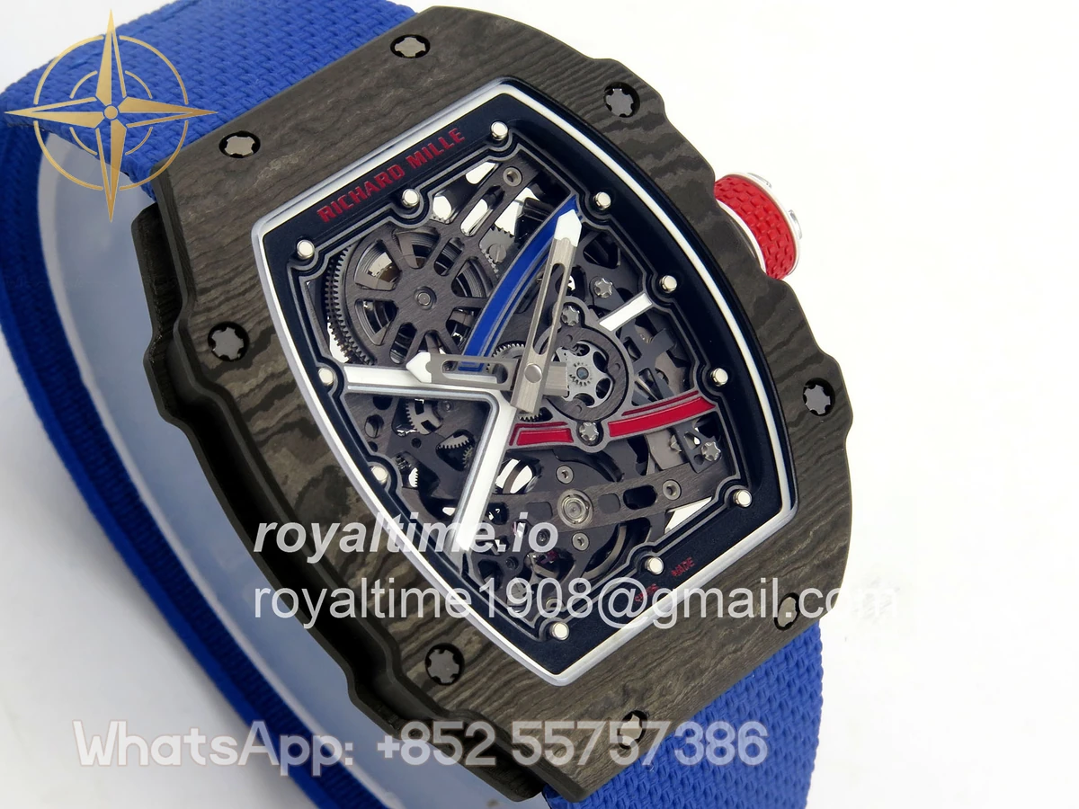 Richard Mille Umi Maker's RM67-02 Black NTPT France Blue/Red/White Skeleton Dial on Nylon strap CRMA7 V2 - Image 4
